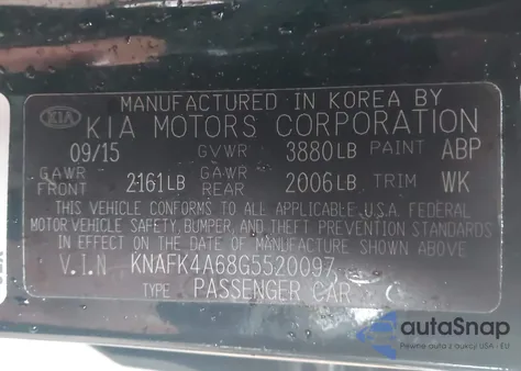 2016 Kia Forte Lx z USA, uszkodzony, nr VIN KNAFK4A68G5520097